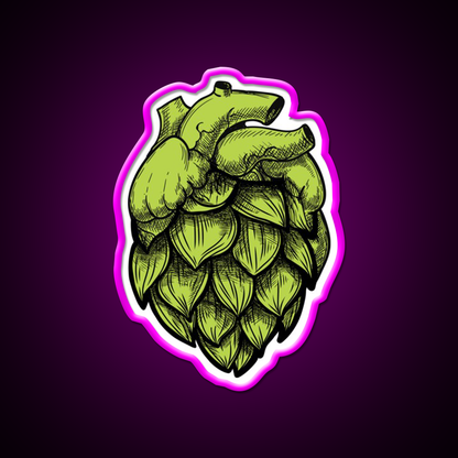Heart Shaped Hops Green Beer Bar Decor Led Neon Sign Rgb Color - Neon sign mounted on wall in room