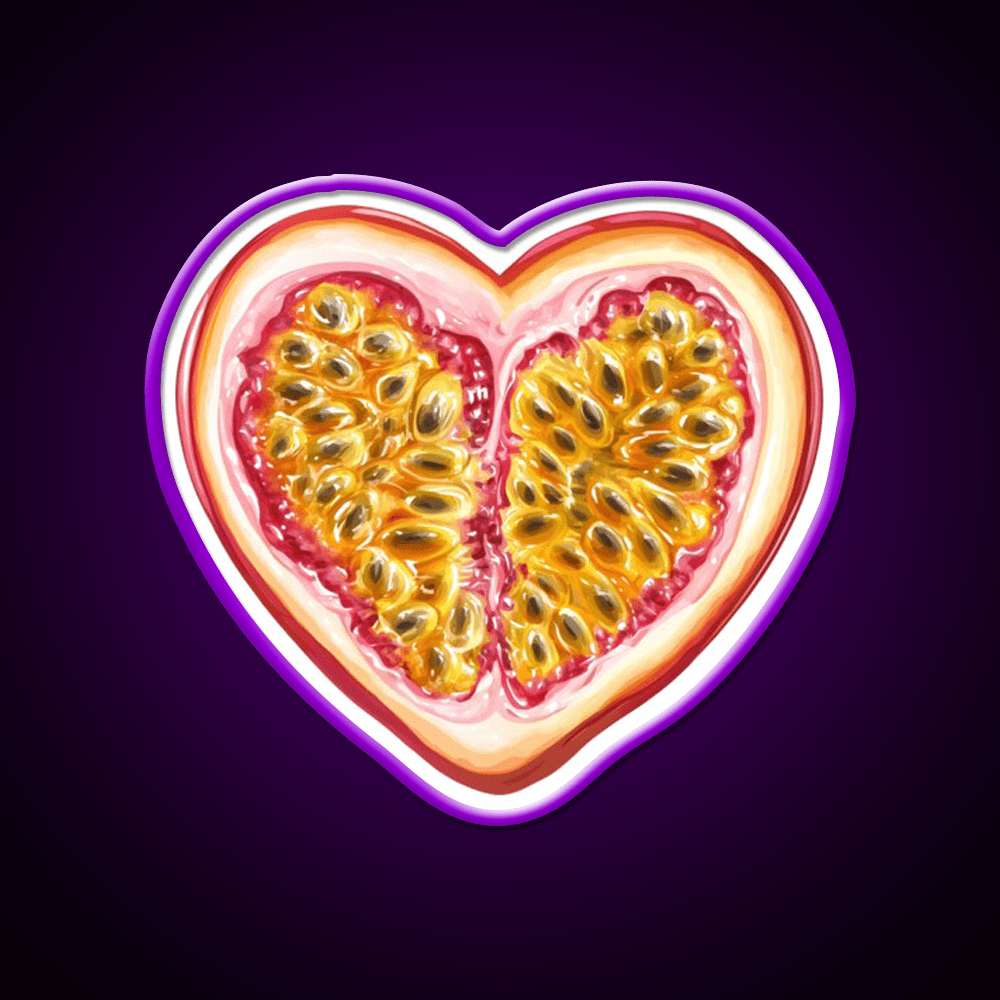 Heart Shaped Passion Fruit Snack Food Led Neon Sign Rgb Color - Shineneon