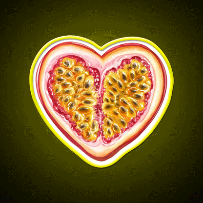 Heart Shaped Passion Fruit Snack Food Led Neon Sign Rgb Color - Custom LED neon sign front view