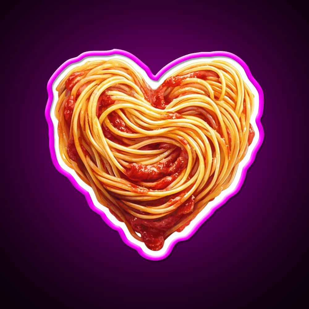 Heart Shaped Spaghetti Marinara Snack Food Led Neon Sign Rgb Color - Shineneon