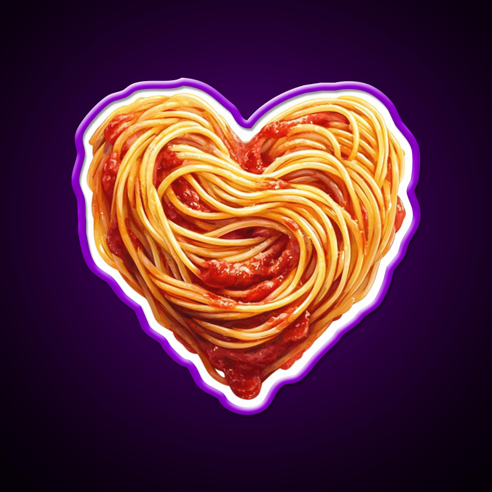 Heart Shaped Spaghetti Marinara Snack Food Led Neon Sign Rgb Color - Shineneon