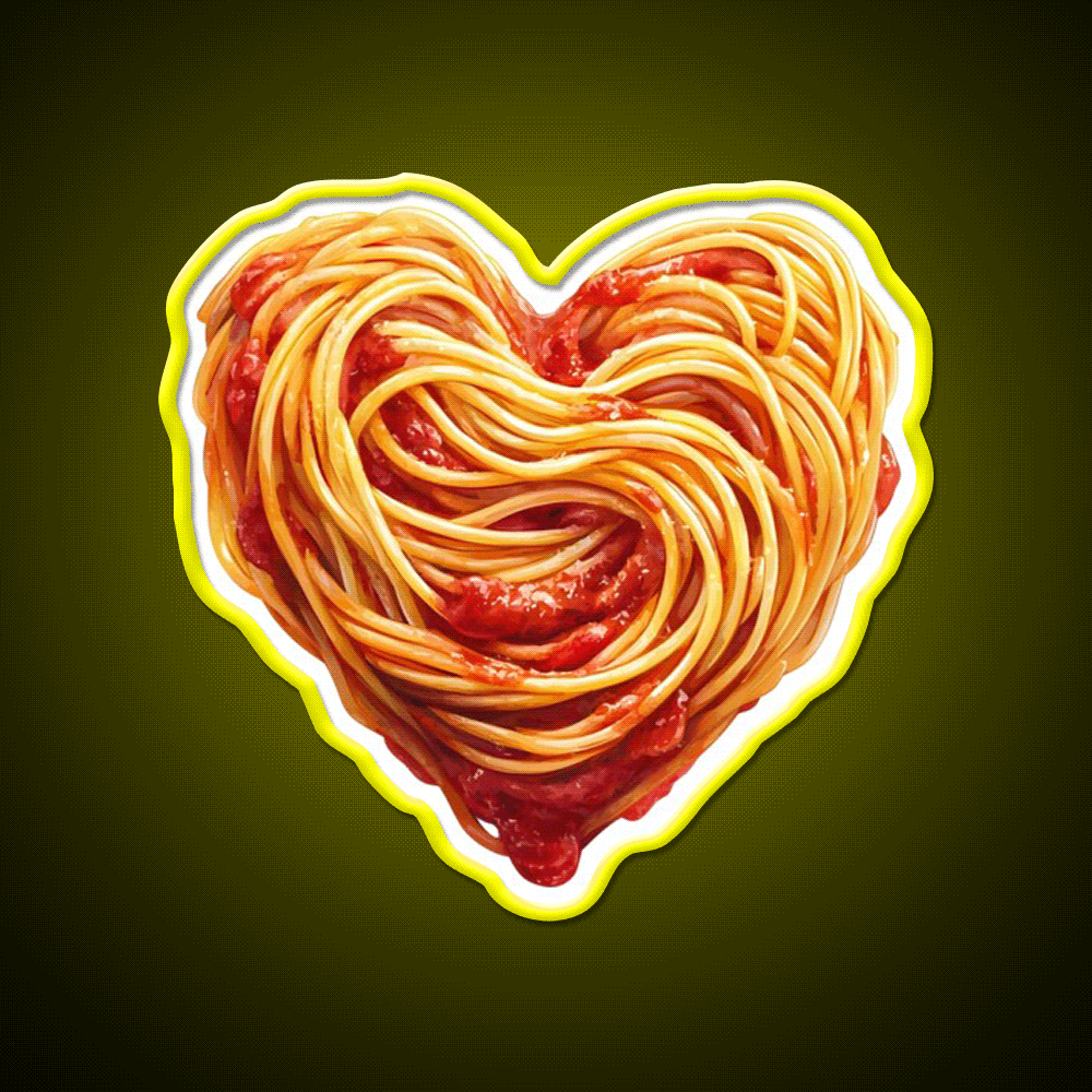 Heart Shaped Spaghetti Marinara Snack Food Led Neon Sign Rgb Color - Custom LED neon sign front view