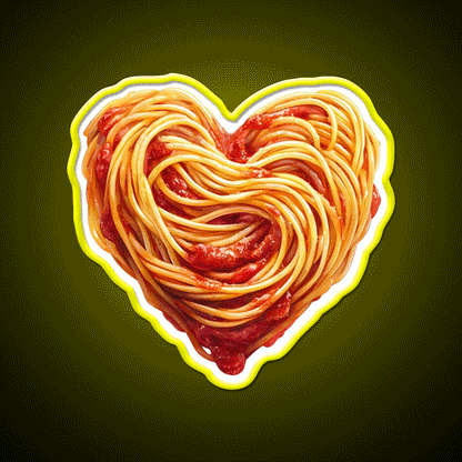 Heart Shaped Spaghetti Marinara Snack Food Led Neon Sign Rgb Color - Custom LED neon sign front view