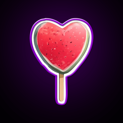 Heart Shaped Watermelon Popsicle Snack Food Led Neon Sign Rgb Color - Shineneon