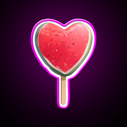 Heart Shaped Watermelon Popsicle Snack Food Led Neon Sign Rgb Color - Shineneon