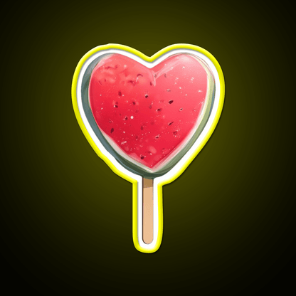 Heart Shaped Watermelon Popsicle Snack Food Led Neon Sign Rgb Color - Shineneon