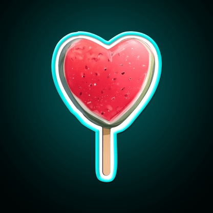 Heart Shaped Watermelon Popsicle Snack Food Led Neon Sign Rgb Color - Shineneon