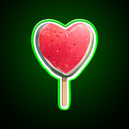 Heart Shaped Watermelon Popsicle Snack Food Led Neon Sign Rgb Color - Shineneon