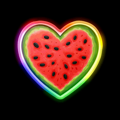 Heart Shaped Watermelon Snack Food Led Neon Sign Rgb Color - LED neon sign close-up detail