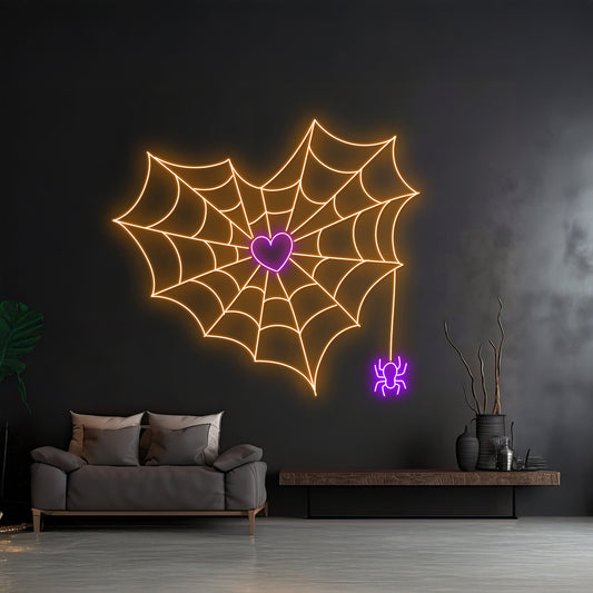 Heart Spider Web Neon Light