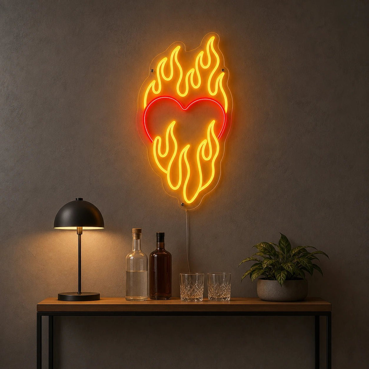 Heart Surrounded By Flames LED Neon Sign - Shineneon