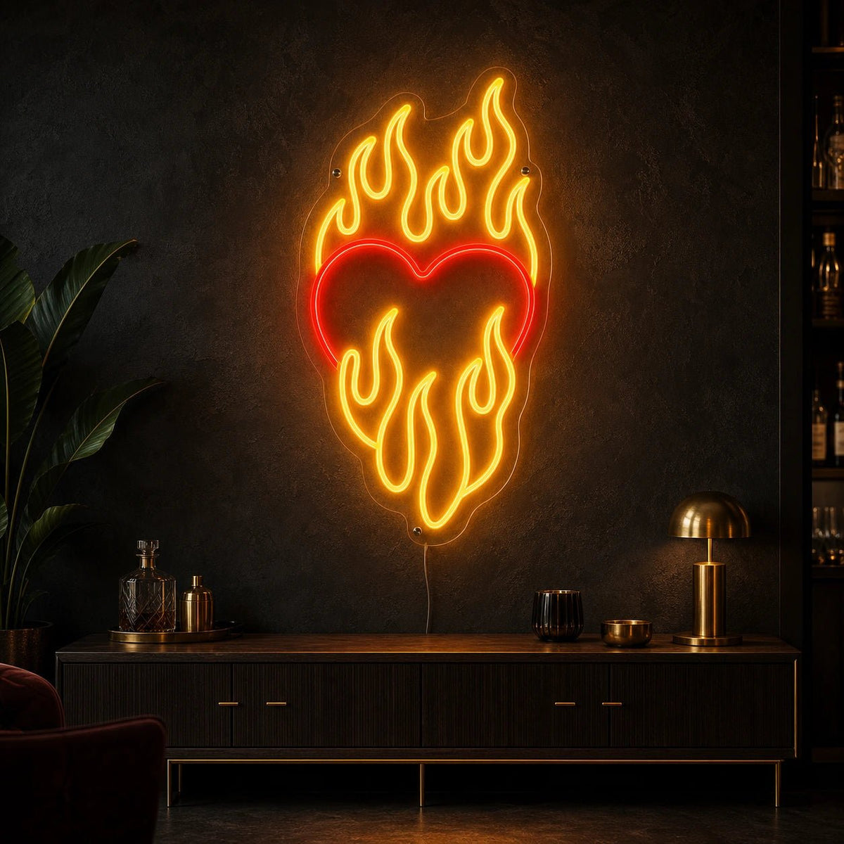 Heart Surrounded By Flames LED Neon Sign - Shineneon