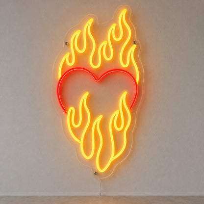 Heart Surrounded By Flames LED Neon Sign - Shineneon