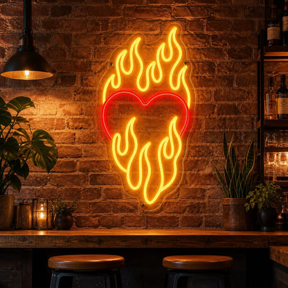 Heart Surrounded By Flames LED Neon Sign - Shineneon