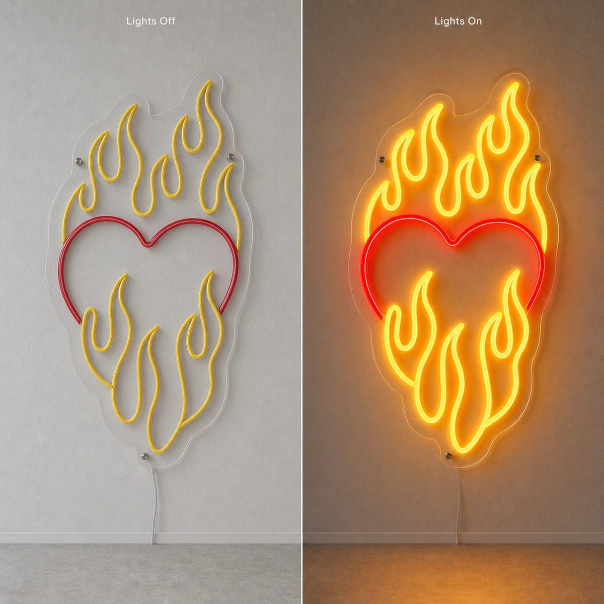 Heart Surrounded By Flames LED Neon Sign - Shineneon