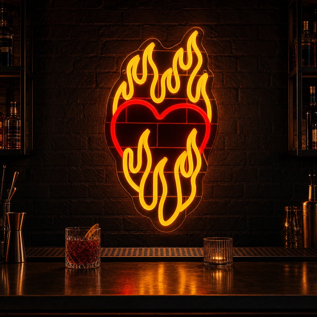 Heart Surrounded By Flames LED Neon Sign Home Garage Wall Decoration high-converting product image