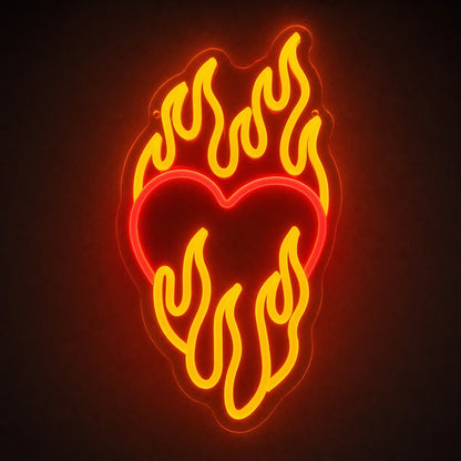 Heart Surrounded By Flames LED Neon Sign Man Cave Neon Sign main product image