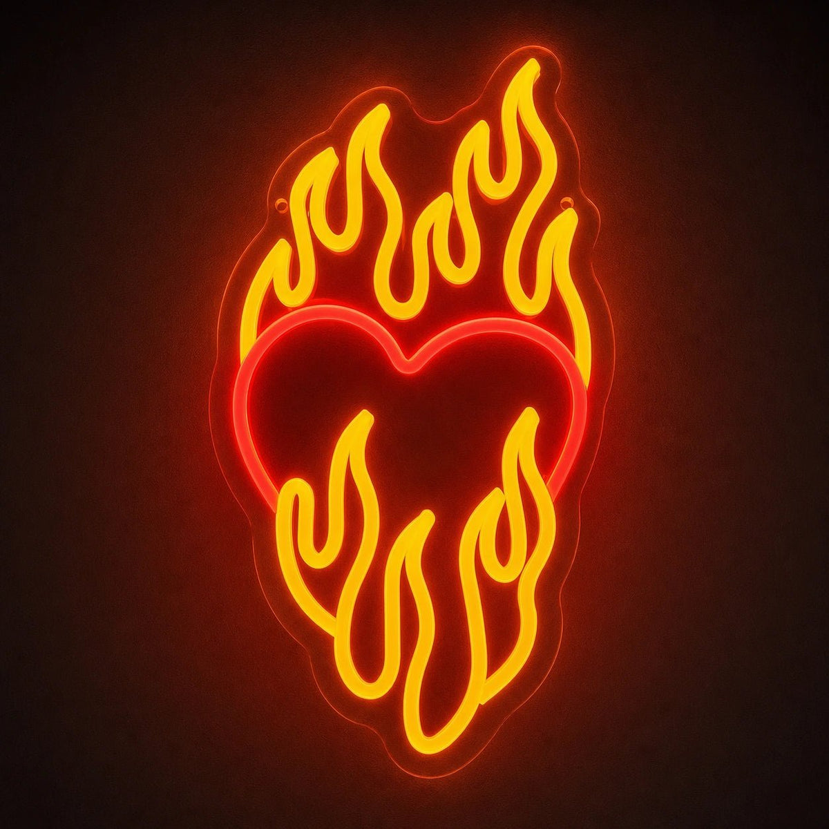Heart Surrounded By Flames LED Neon Sign Man Cave Neon Sign - Shineneon