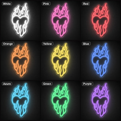 Heart Surrounded By Flames LED Neon Sign Man Cave Neon Sign - Shineneon