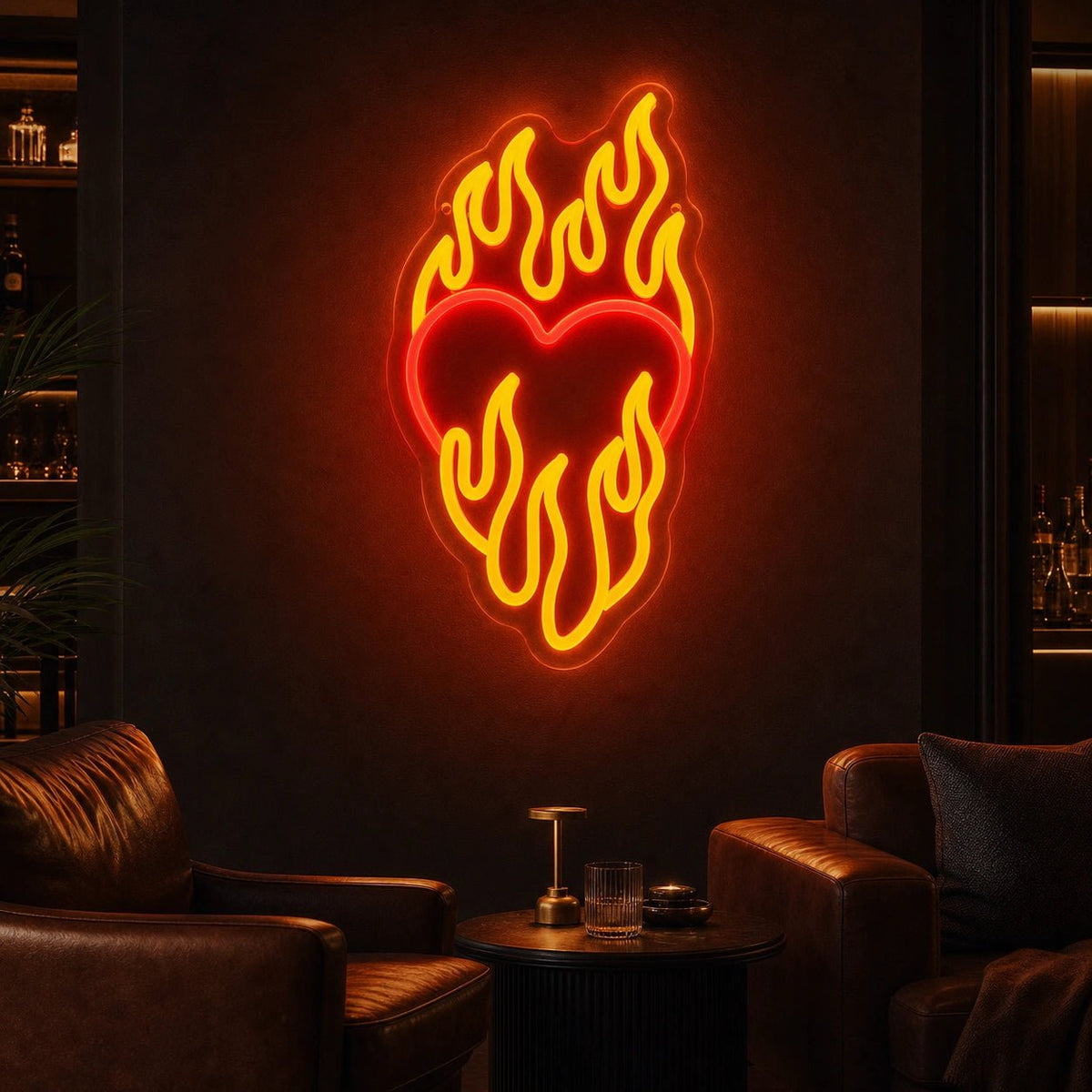 Heart Surrounded By Flames LED Neon Sign Man Cave Neon Sign - Shineneon