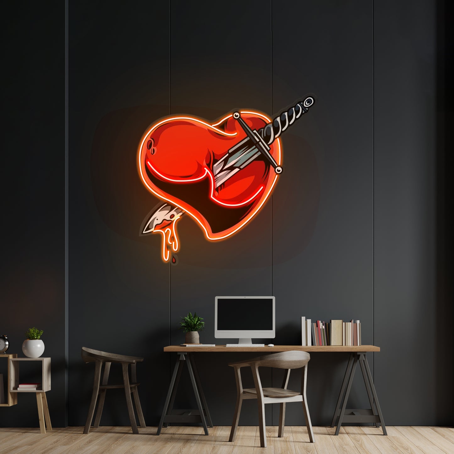 Heart Sword Custom Led Signs Artwork For Sale