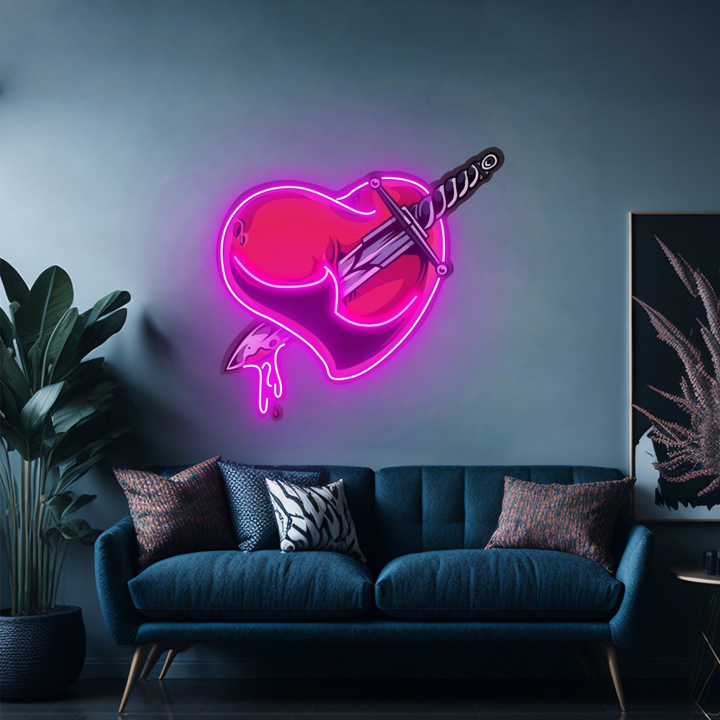 Heart Sword Custom Led Signs Artwork For Sale