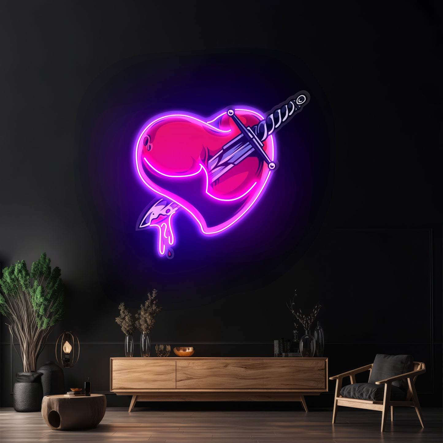 Heart Sword Custom Led Signs Artwork For Sale