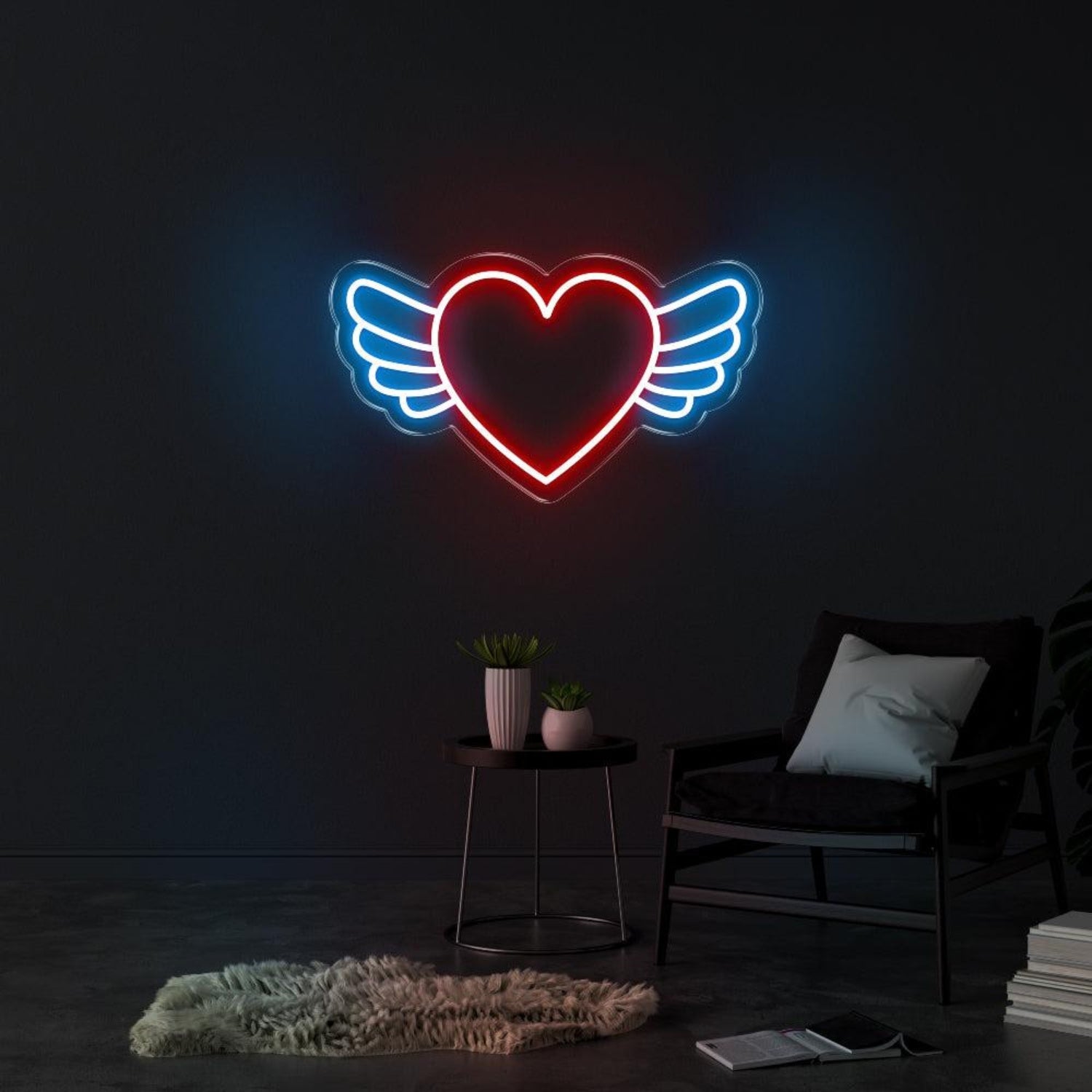 Heart Wings Pink And White Led Neon Sign For Bedroom Living Room Cafe Decor | Shineneon