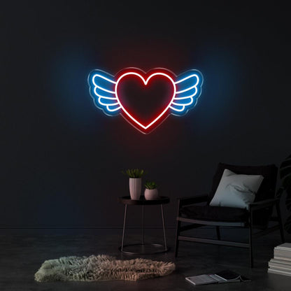 Heart Wings Pink And White Led Neon Sign For Bedroom Living Room Cafe Decor | Shineneon