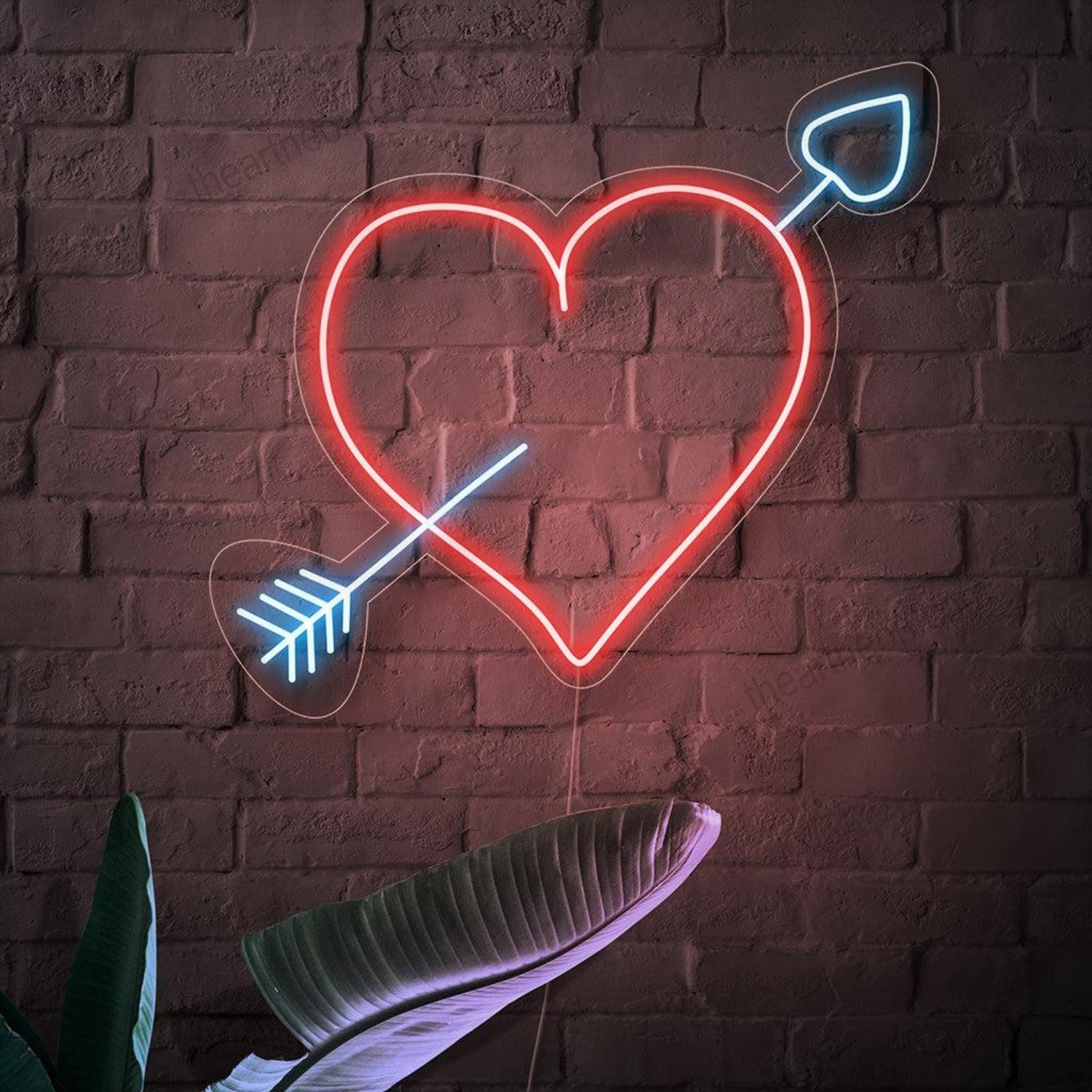Heart With Arrow Red Blue Led Neon Sign For Bedroom Decor And Romantic Cafe Wall Art - Shineneon
