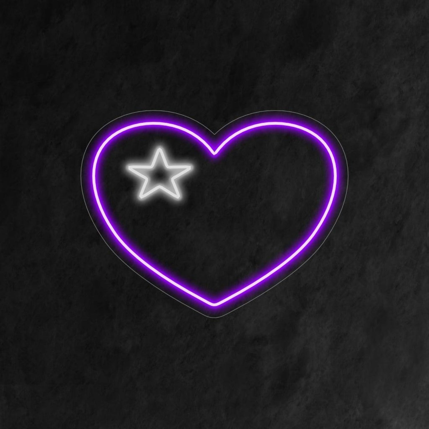 Heart With White Star Led Neon Sign For Bedroom Cafe Wall Decor - Shineneon