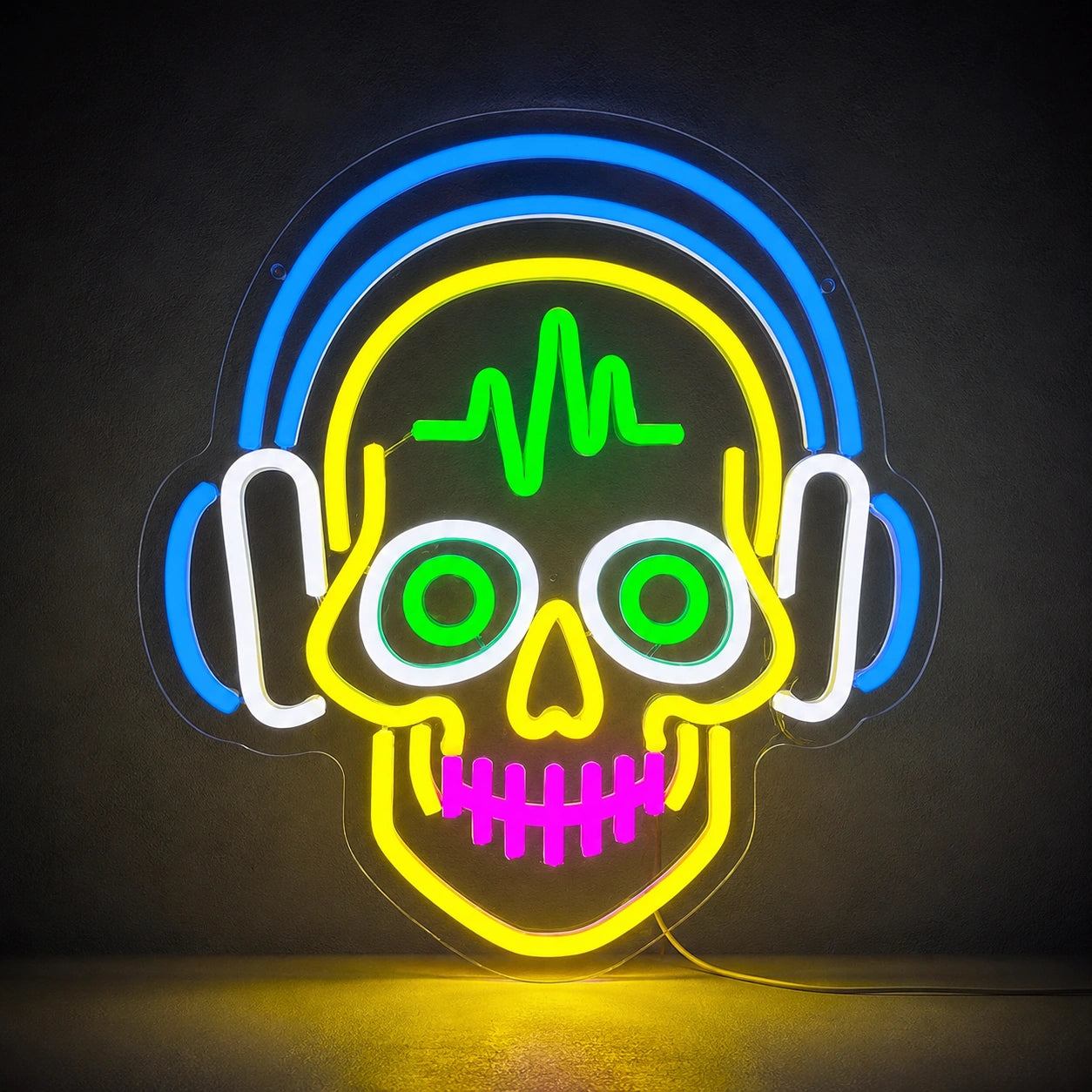 Heartbeat Headphones Skull LED Neon Sign high-converting product image