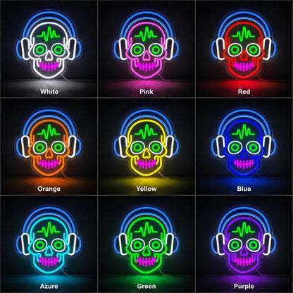 Heartbeat Headphones Skull LED Neon Sign - Shineneon