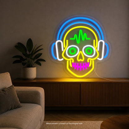 Heartbeat Headphones Skull LED Neon Sign - Shineneon