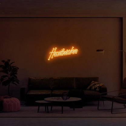 Heartbreaker Amber Led Neon Sign Modern Living Room Wall Art | Shineneon