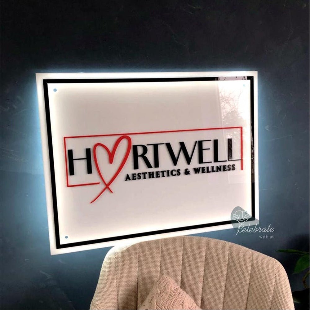 Heartwell Aesthetics Wellness Acrylic Business Logo Sign - Shineneon