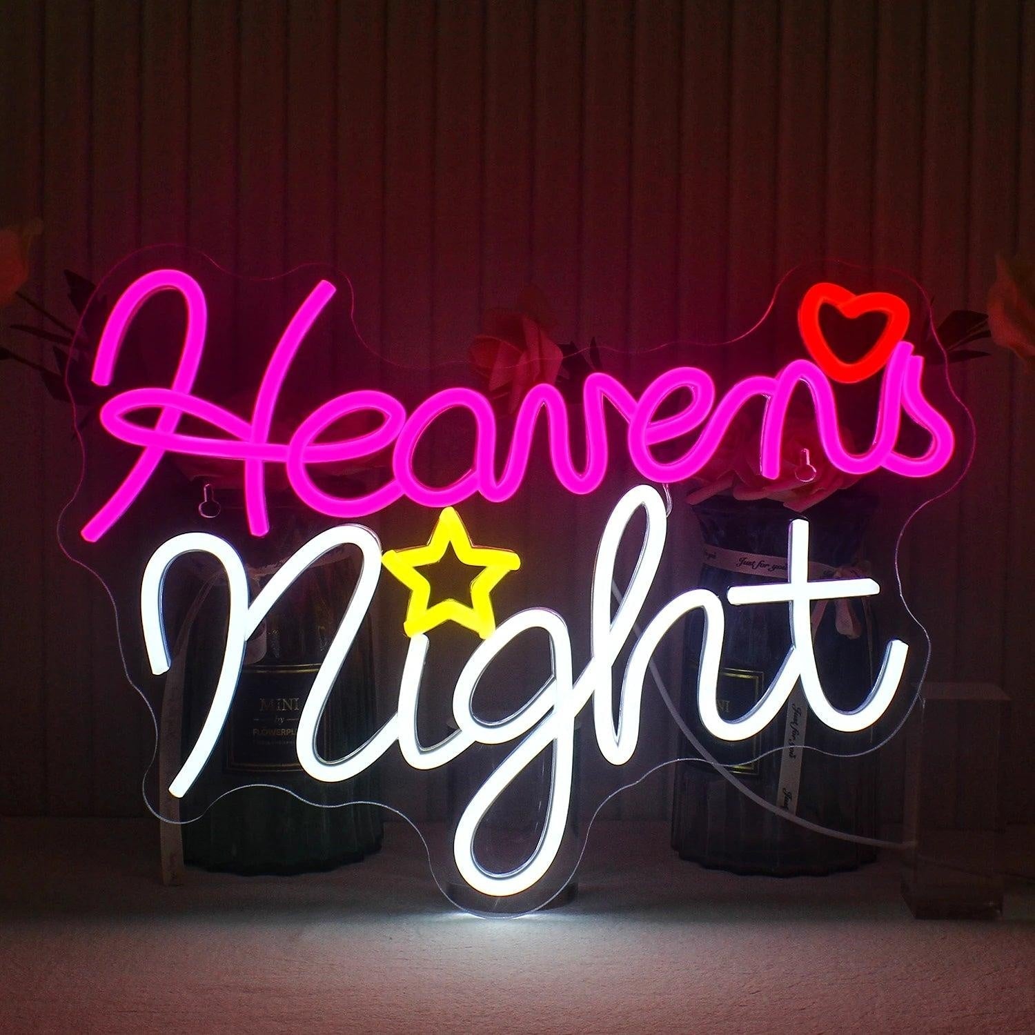 Heavens Night Led Neon Sign With Star And Heart For Home Bar Cafe Decor - Shineneon