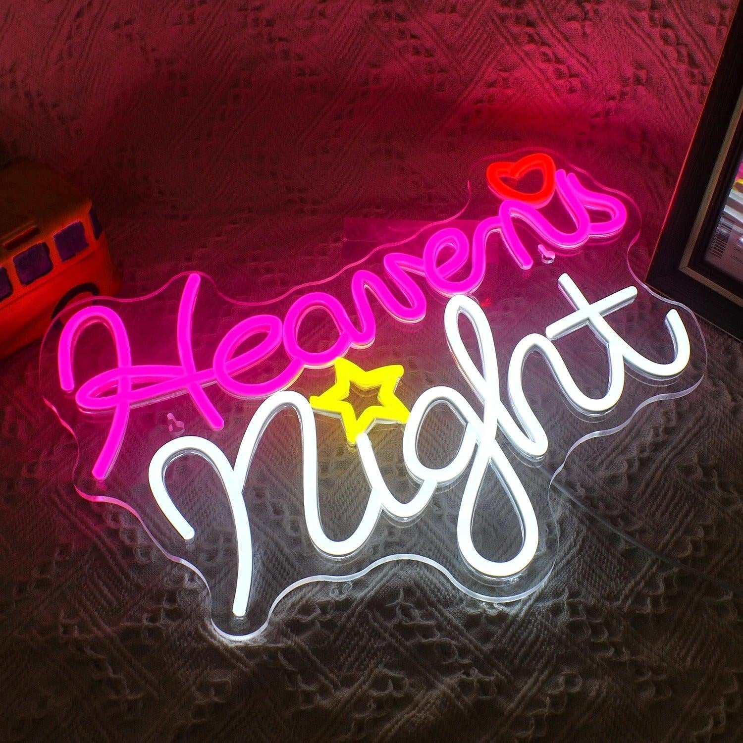 Heavens Night Led Neon Sign With Star And Heart For Home Bar Cafe Decor - Shineneon