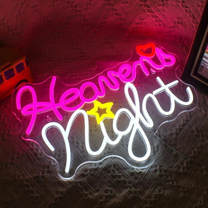 Heavens Night Led Neon Sign With Star And Heart For Home Bar Cafe Decor - Shineneon