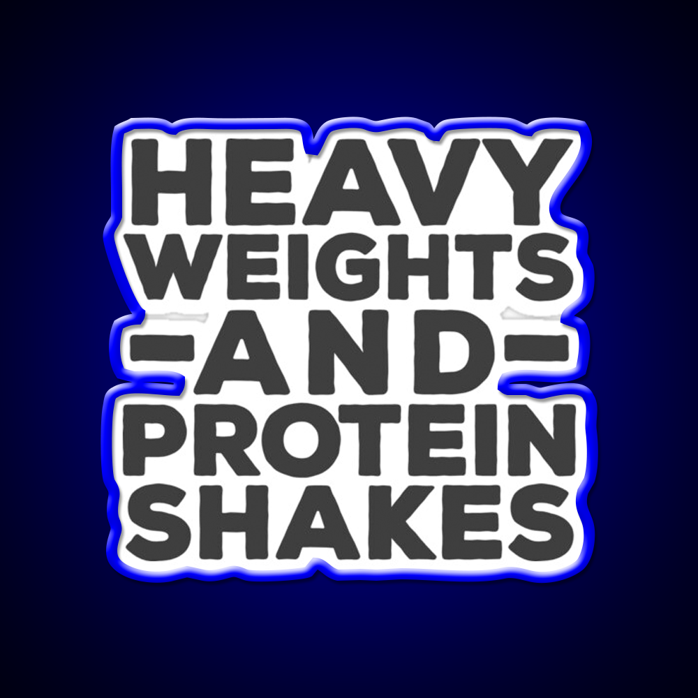 Heavy Weights Protein Shakes Gym Fitness Led Neon Sign Rgb Color