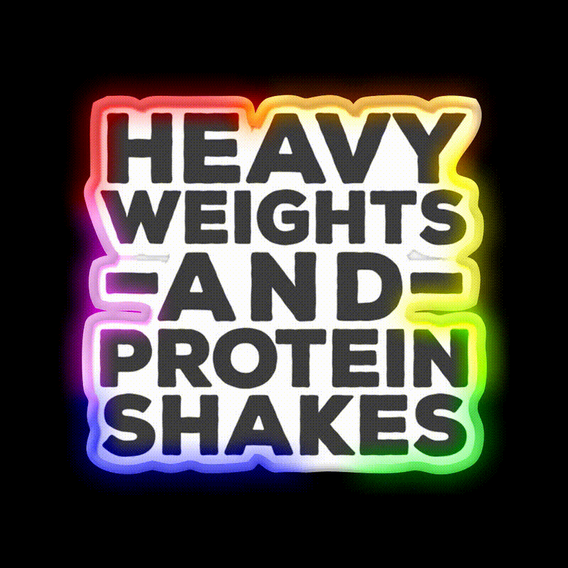Heavy Weights Protein Shakes Gym Fitness Led Neon Sign Rgb Color