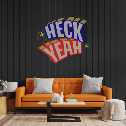 Heck Yeah Blue Red Uv Printed Led Neon Sign With Stars For Bedroom Studio Decor | Shineneon