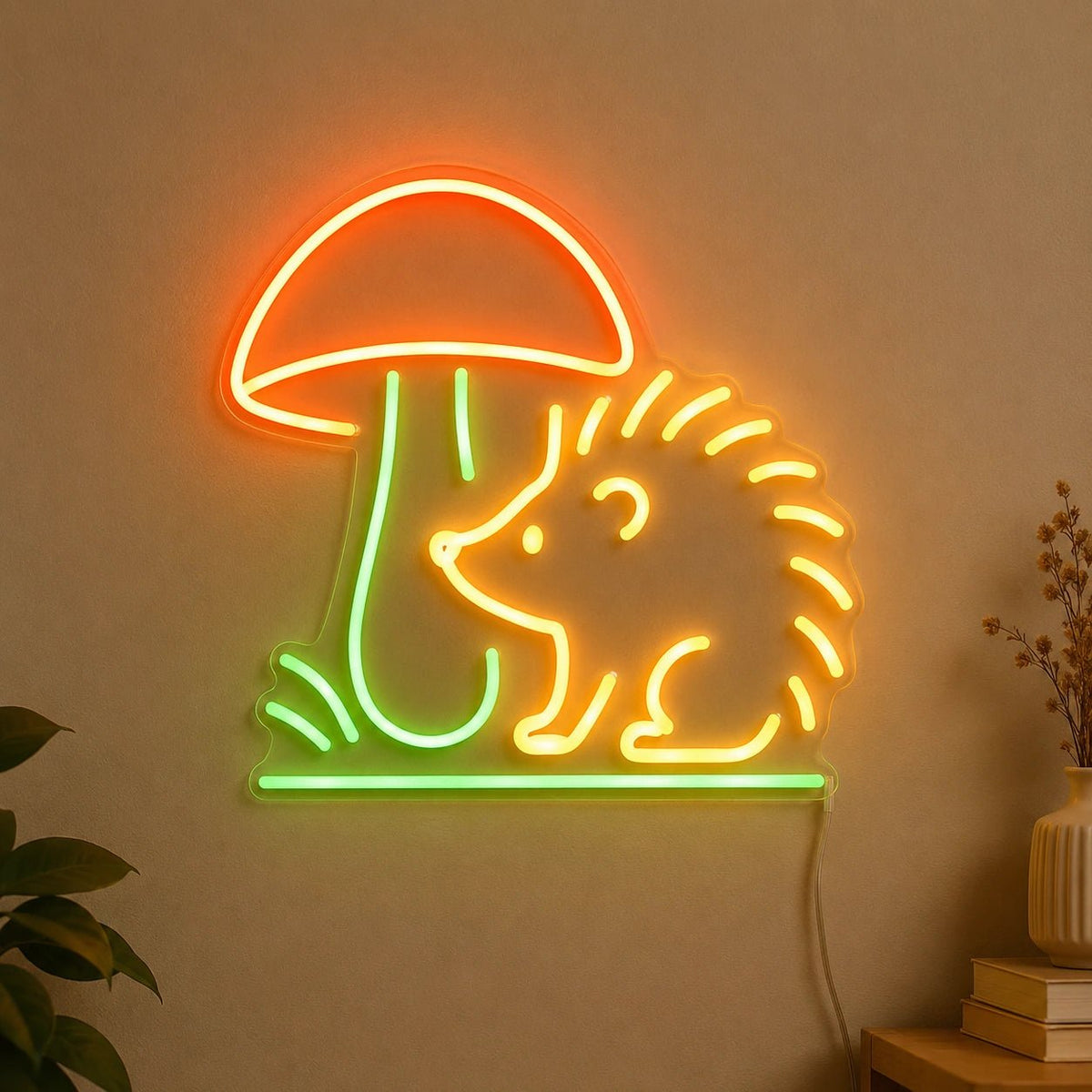 Hedgehog Beside Mushroom LED Neon Sign - Shineneon