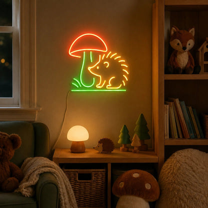 Hedgehog Beside Mushroom LED Neon Sign - Shineneon