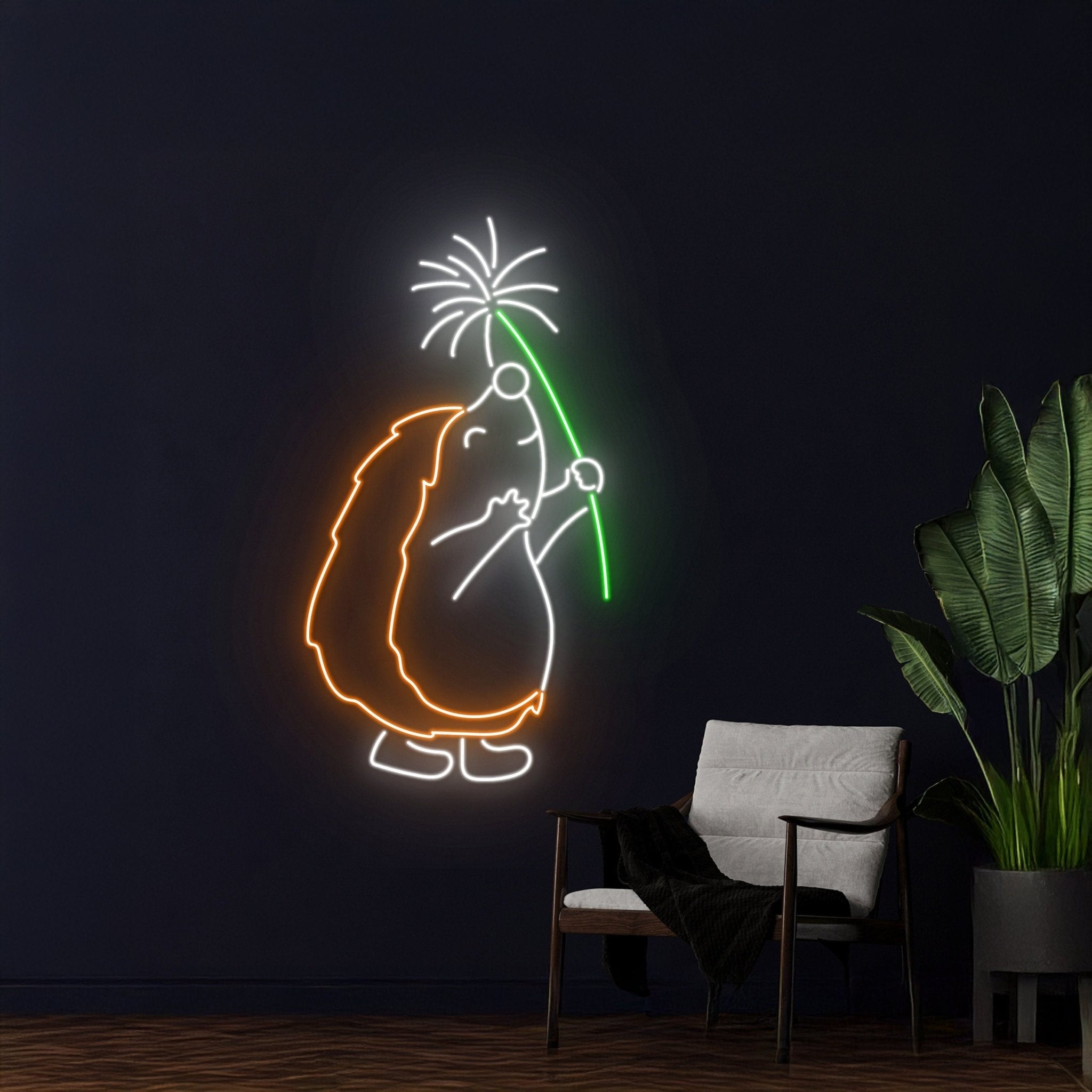 Hedgehog Plays Dandelion Flower Flying Neon Sign - Shineneon