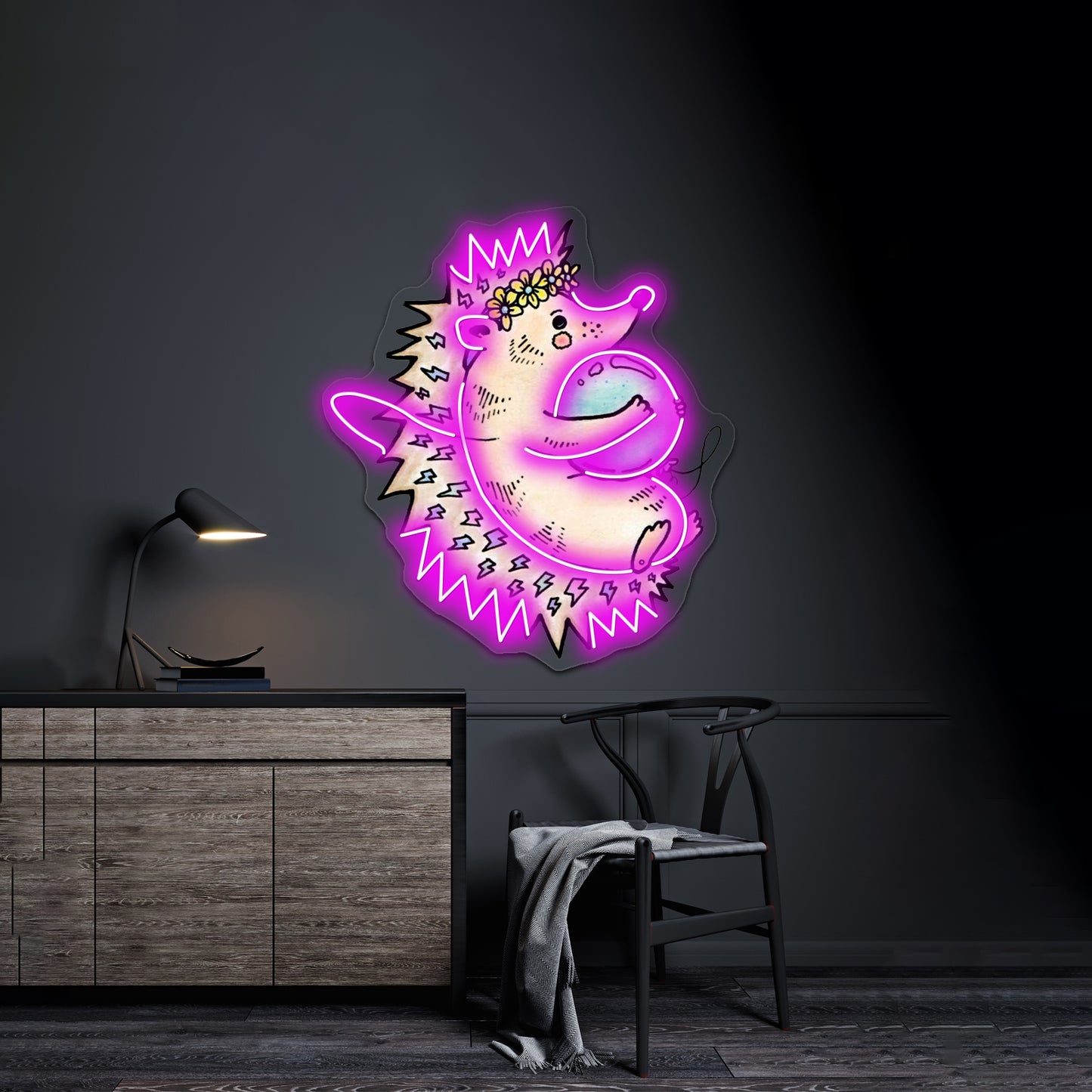 Hedgehog Unlikely Friends Neon Signage Custom