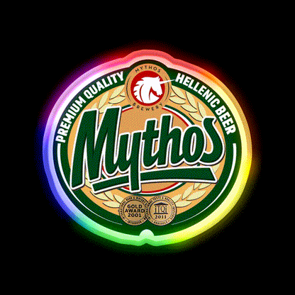 Hellenic Greek Beer Mythos Beer Bar Decor Led Neon Sign Rgb Color - LED neon sign close-up detail