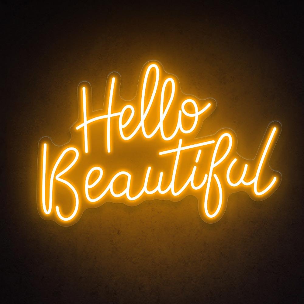 Hello Beautiful Blue Pink Handwritten Led Neon Sign For Salon Home Decor | Shineneon