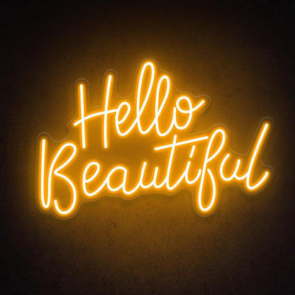 Hello Beautiful Blue Pink Handwritten Led Neon Sign For Salon Home Decor | Shineneon