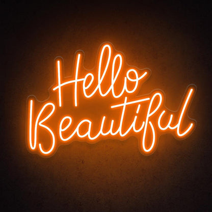 Hello Beautiful Blue Pink Handwritten Led Neon Sign For Salon Home Decor | Shineneon